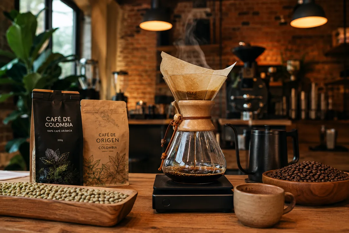 Chemex pour-over in specialty coffee roastery